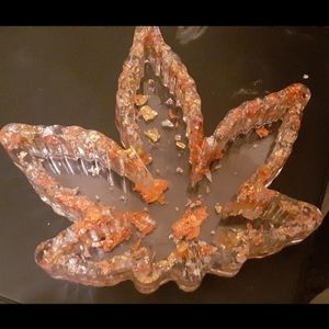 Clear ashtray with silver and gold flakes